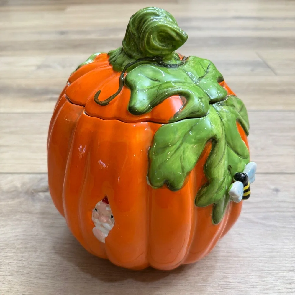 Pumpkin Cookie Jar Santa Elf Gnome‎ Bee Halloween Autumn Ceramic Golly Gee